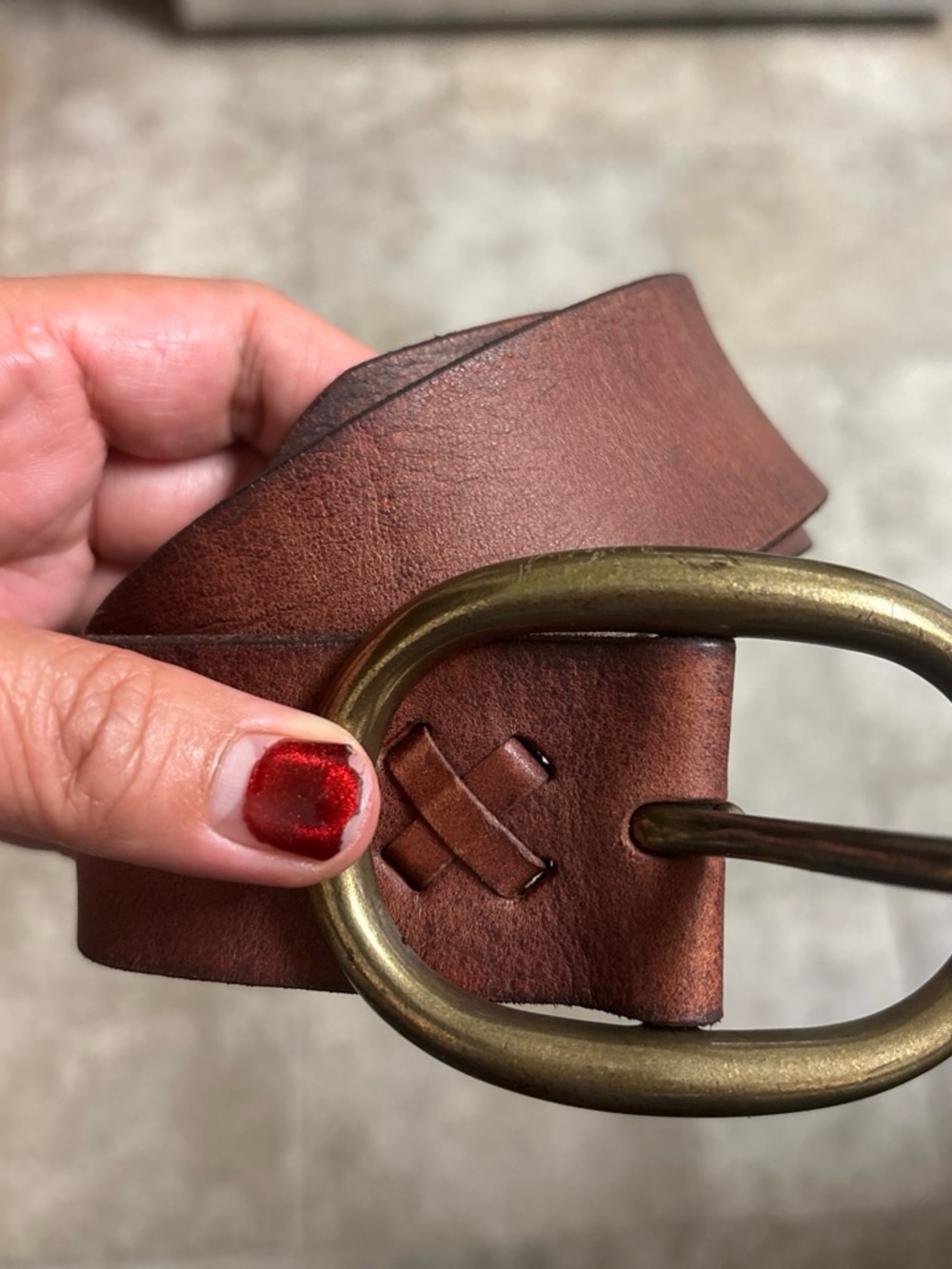 Mossimo Supply Co. Brown Leather Belt with Antique Brass Oval Buckle